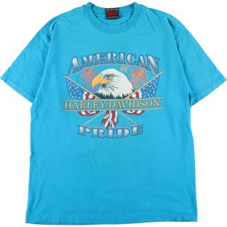 ハーレーダビッドソン(Harley Davidson)の古着 ハーレーダビッドソン Harley-Davidson 両面プリント モーターサイクル バイクTシャツ USA製 メンズL ヴィンテージ /eaa358667(Tシャツ/カットソー(半袖/袖なし))