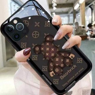 iPhone14　携帯ケース　強化ガラス　高級感 　可愛い　オシャレクマ(Androidケース)