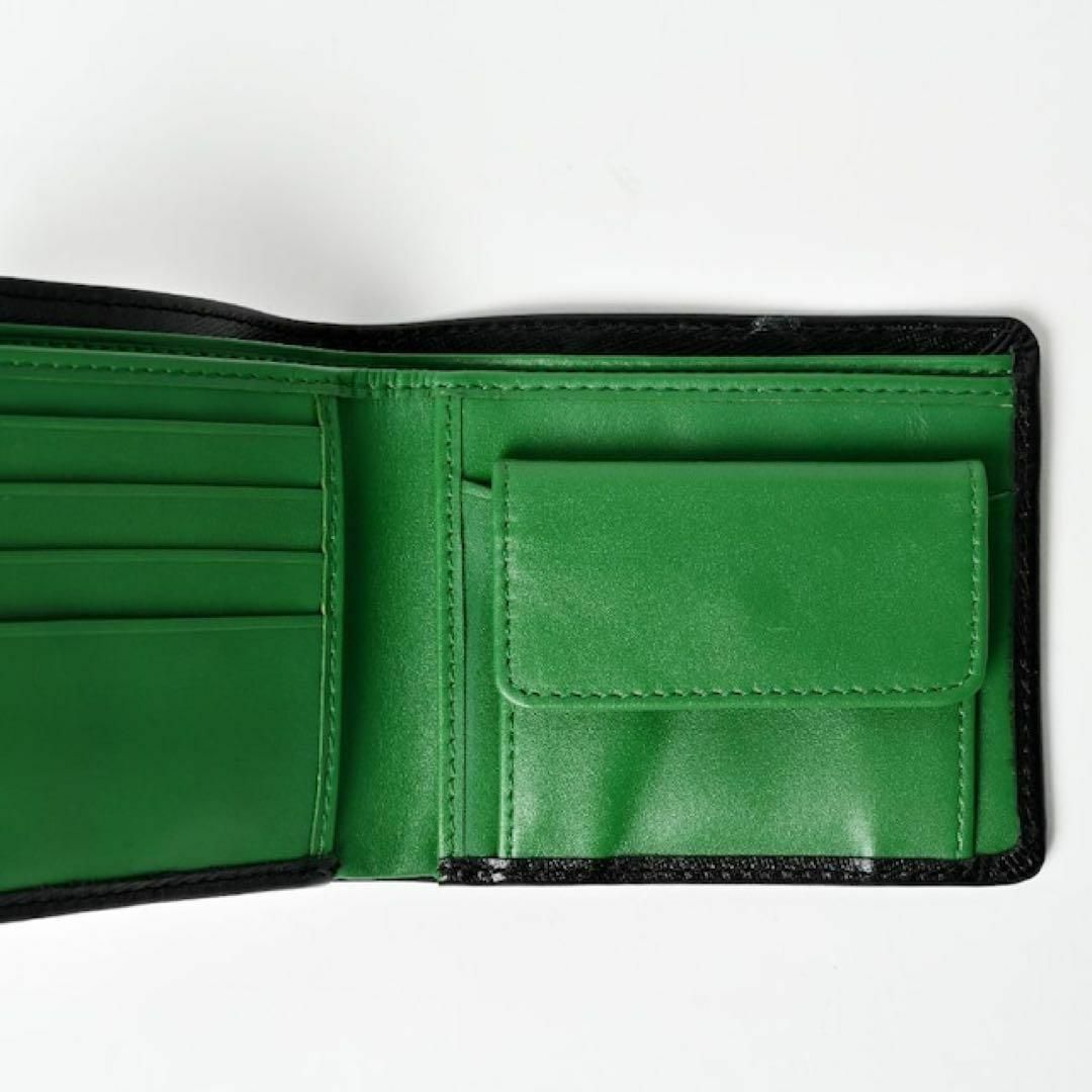 【値下げ】高級本革 二つ折り財布 メンズ イタリアンレザー ブラック グリーン メンズのファッション小物(折り財布)の商品写真