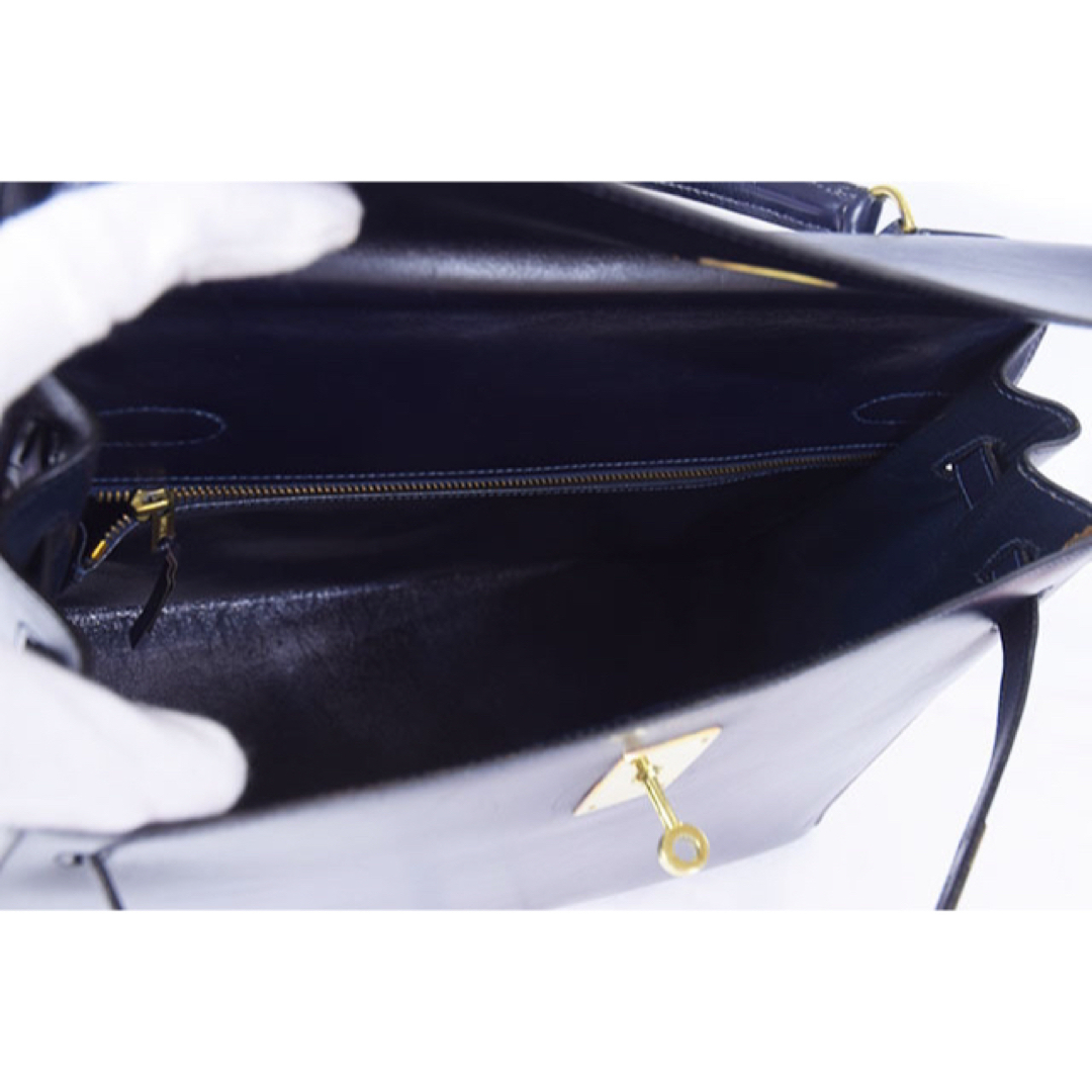Hermes(エルメス)のエルメス ケリー32 外縫い 濃紺 ボックスカーフ G金具 ヴィンテージ レディースのバッグ(ハンドバッグ)の商品写真