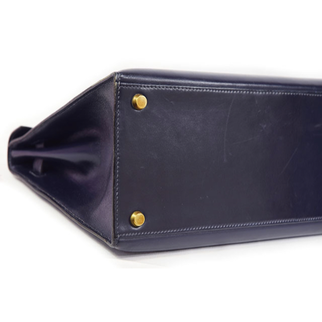 Hermes(エルメス)のエルメス ケリー32 外縫い 濃紺 ボックスカーフ G金具 ヴィンテージ レディースのバッグ(ハンドバッグ)の商品写真