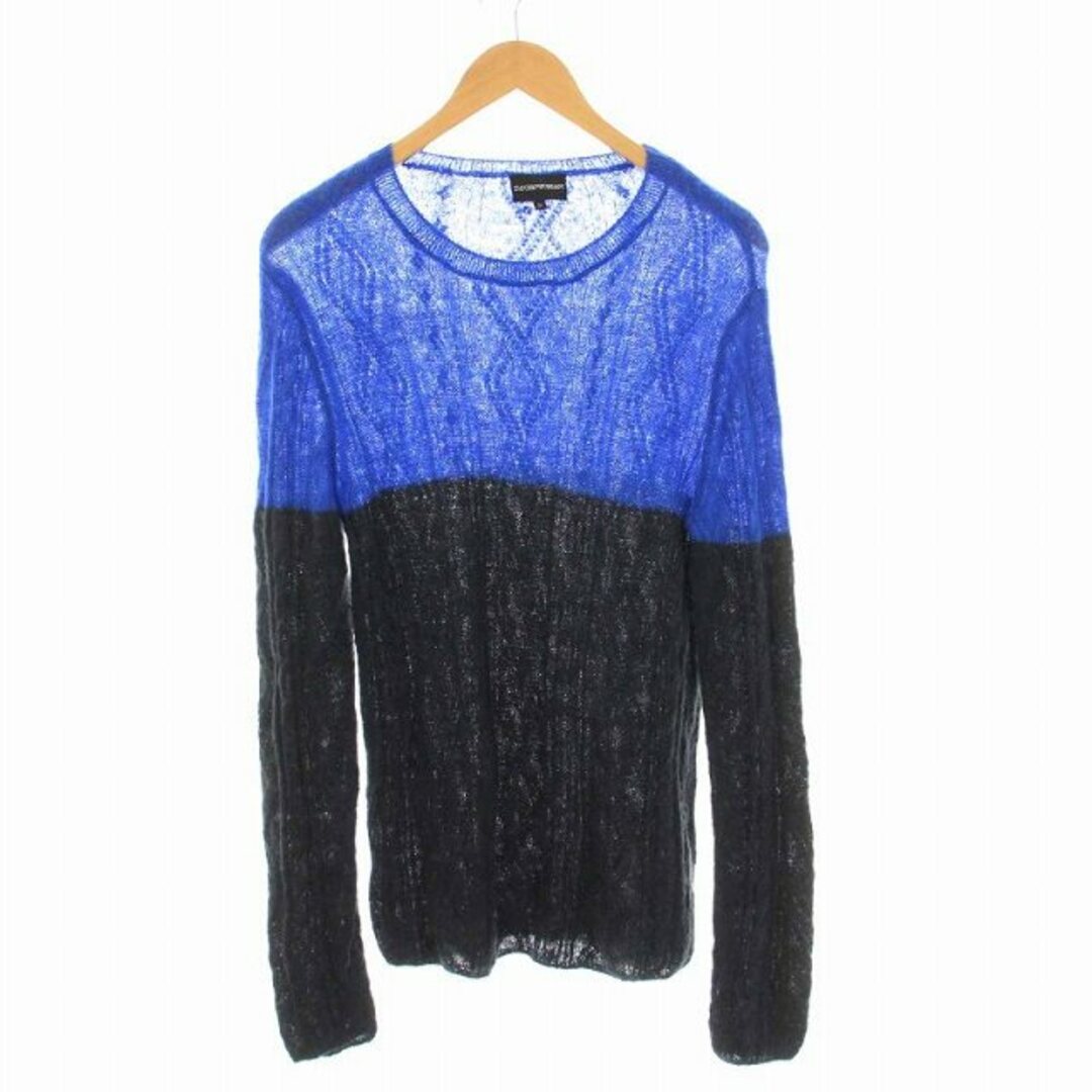 EMPORIO ARMANI セーター ニット バイカラー 長袖 青 黒 ニット