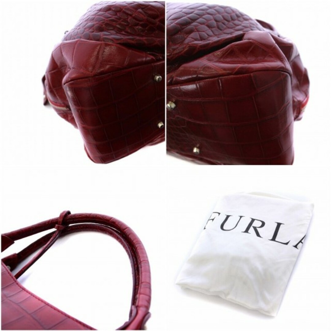 Furla - フルラ FURLA クロコ型押し ハンドバッグ トートバッグ レザー