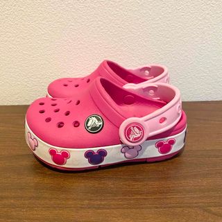 クロックス(crocs)のクロックス ミニー 光る 14cm 女の子 ピンク crocs サンダル　ベビー(サンダル)