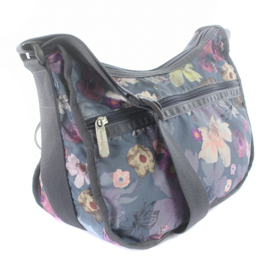 LeSportsac - レスポートサック ショルダーバッグ 花柄 ロゴ グレー 青