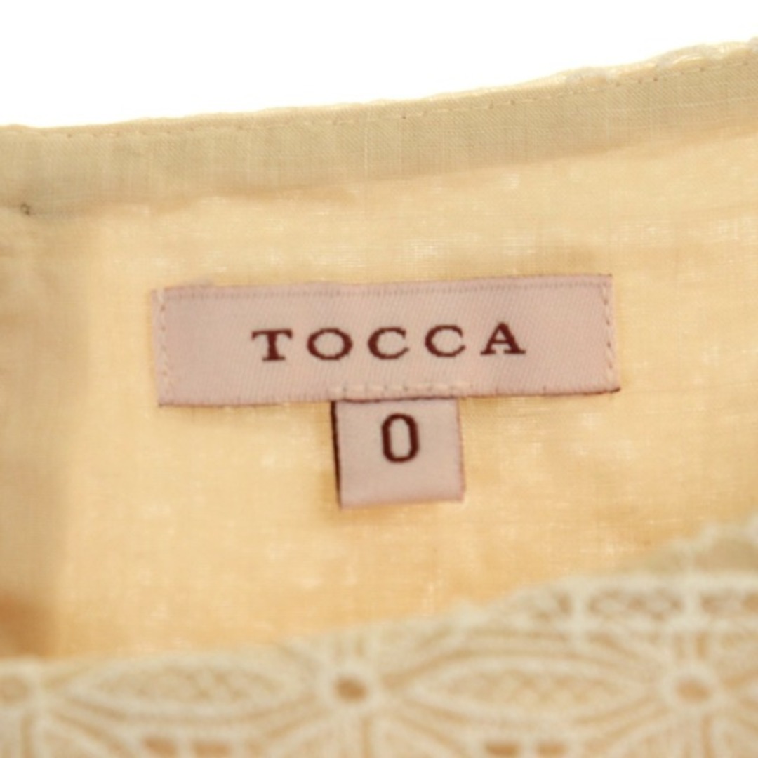 TOCCA(トッカ)のトッカ TOCCA リボン 刺繍カットソー 半袖 プルオーバー 0 べージュ レディースのトップス(カットソー(半袖/袖なし))の商品写真