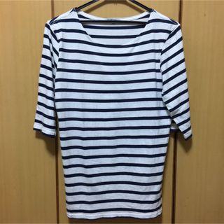 グローバルワーク(GLOBAL WORK)のTシャツ 半袖 白×濃紺 ボーダー(Tシャツ/カットソー(半袖/袖なし))