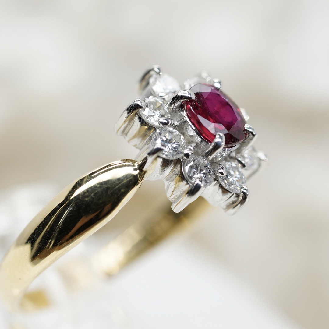 高級 ルビー0.38ct ダイヤ プラチナ K18 リング レディースのアクセサリー(リング(指輪))の商品写真