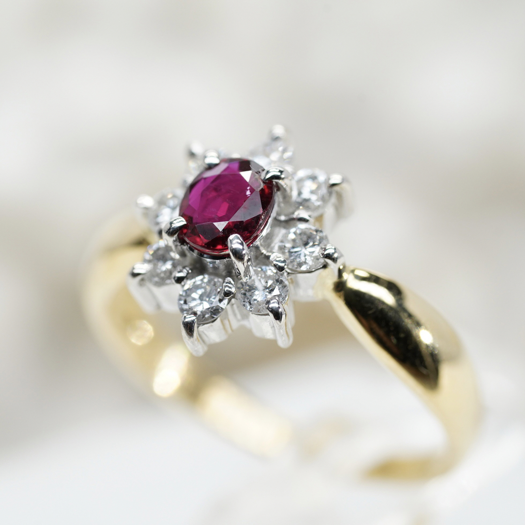 高級 ルビー0.38ct ダイヤ プラチナ K18 リング レディースのアクセサリー(リング(指輪))の商品写真