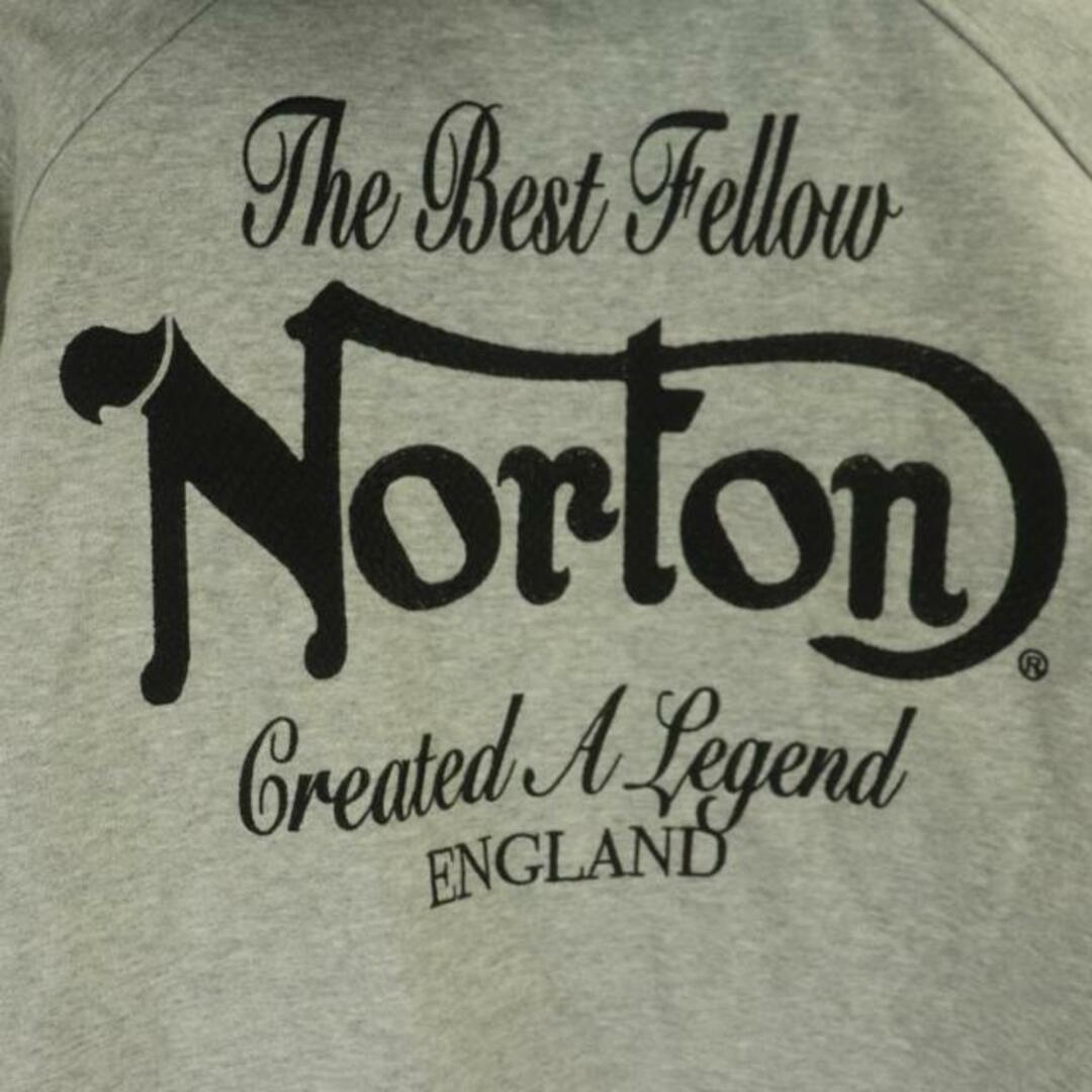 【美品】Norton ノートン　肉厚長袖パーカー　グレー　ロゴ刺繍　M(メンズS