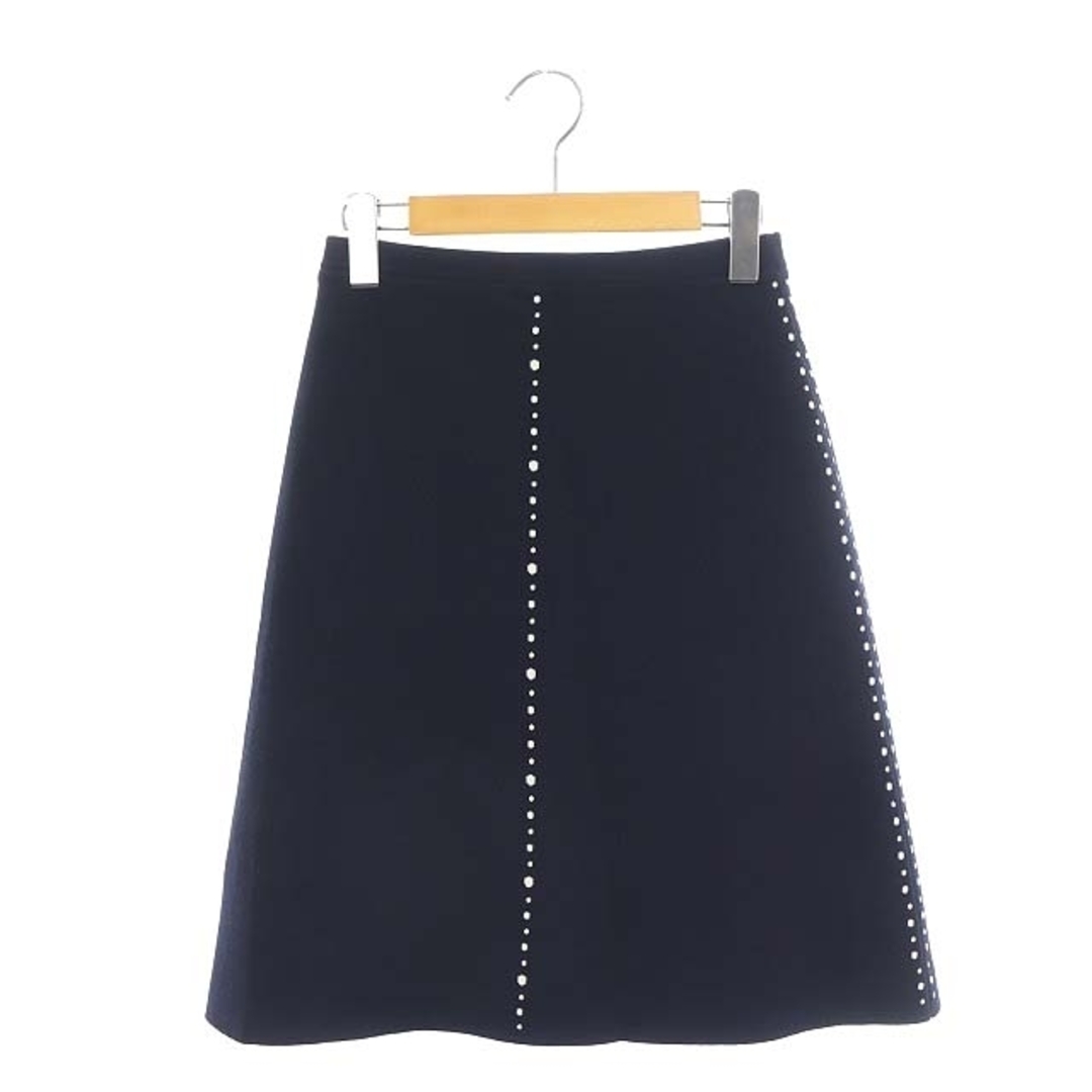 レジィーナロマンティコ 台形 ニットスカート ひざ丈 36 紺 白 レディースのスカート(ひざ丈スカート)の商品写真