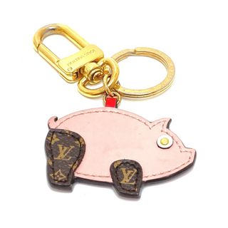 ルイヴィトン(LOUIS VUITTON)のルイヴィトン LOUIS VUITTON ポルトクレ スーパースティション ピッグ M67402 モノグラム バッグチャーム アニマル 豚 キーリング レザー ピンク(キーホルダー)