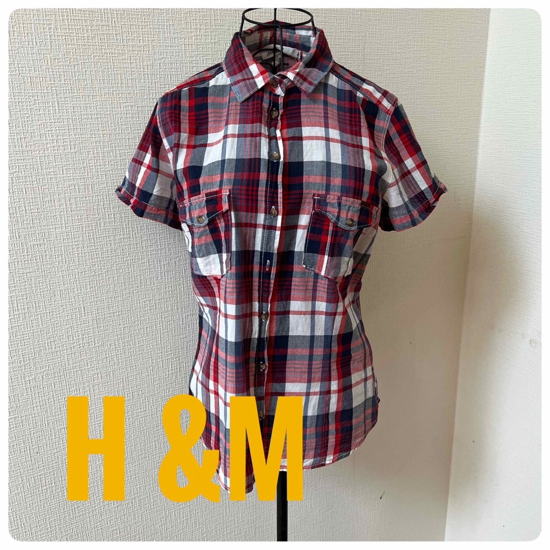 H&H(エイチアンドエイチ)のH&M エイチアンドエム チェック柄 半袖シャツ レディースのトップス(シャツ/ブラウス(半袖/袖なし))の商品写真