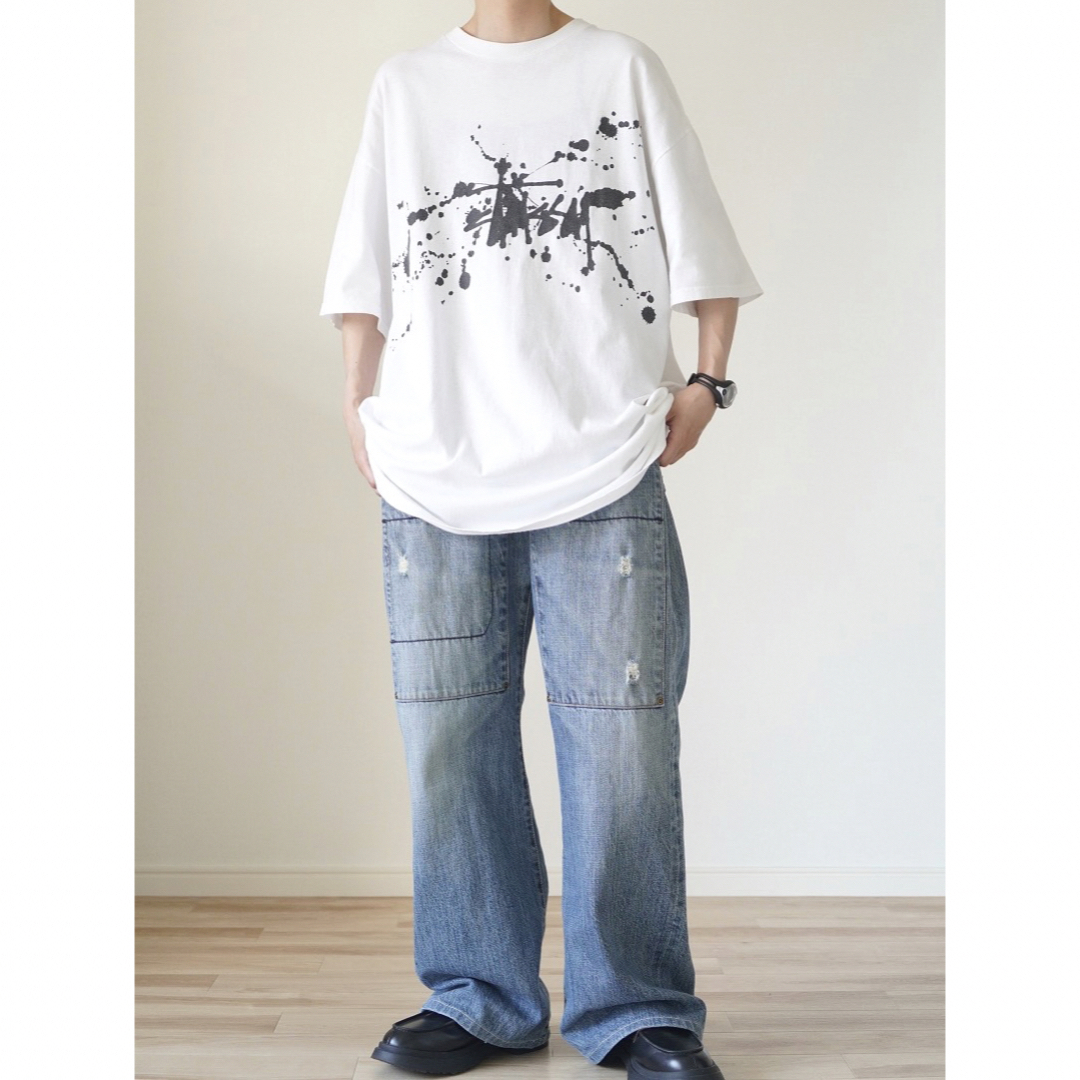 【STUSSY】90s old stussy x LEILOW Tシャツ L 青