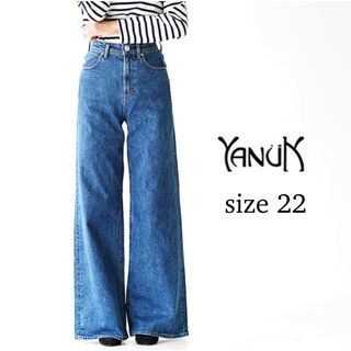 ヤヌーク(YANUK)の美品✨ YANUK ワイドフレアデニム ハイウエスト インディゴ サイズ22(デニム/ジーンズ)