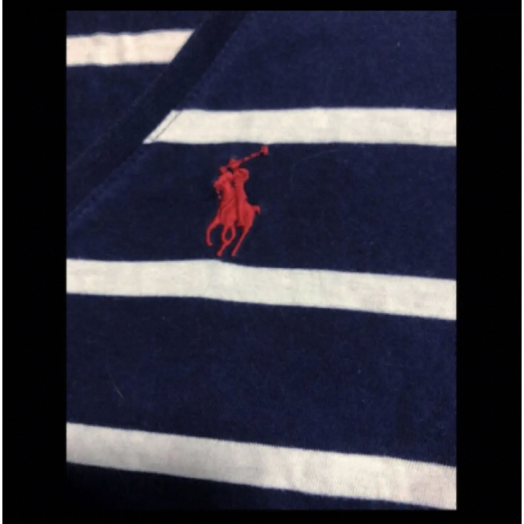 POLO RALPH LAUREN(ポロラルフローレン)のラルフローレンネイビボーダVネックT レディースのトップス(Tシャツ(半袖/袖なし))の商品写真