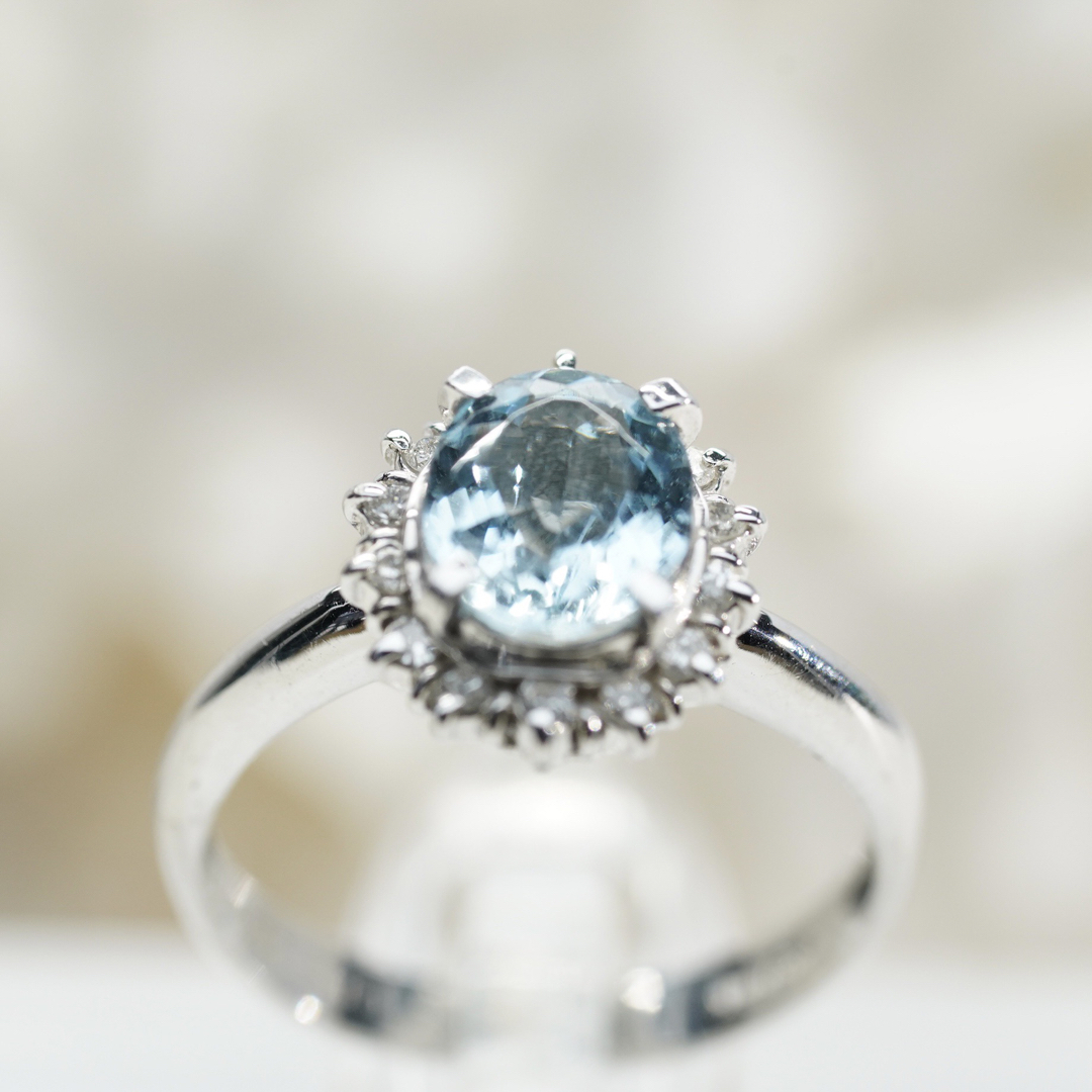 美しい煌き！Pt900 アクアマリン ダイヤ リング  レディースのアクセサリー(リング(指輪))の商品写真