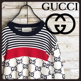 グッチ(Gucci)の即完売 GUCCI グッチ GG刺繍満載 ストライプ ニット セーター⭐︎(ニット/セーター)
