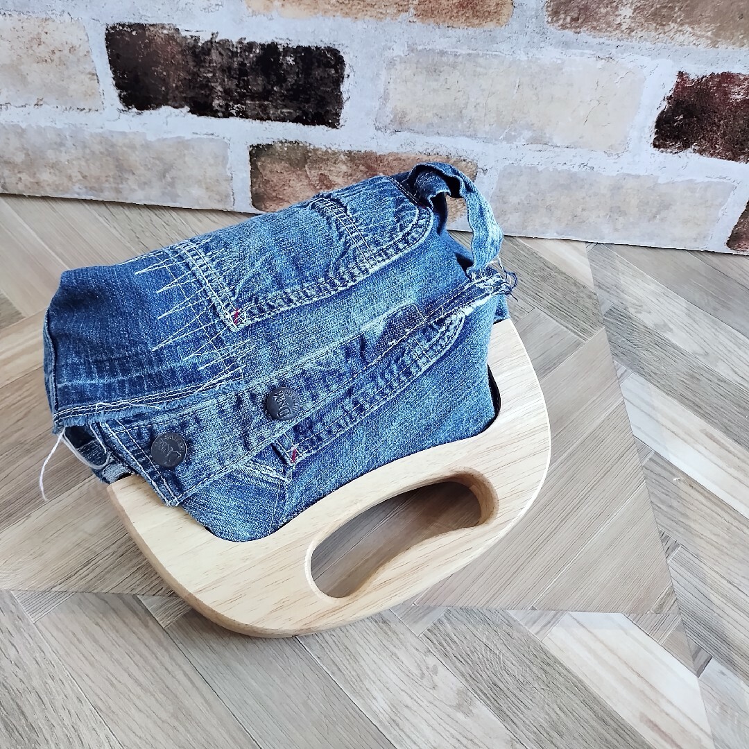 デニムリメイク☺︎木製がま口バッグ👛👖