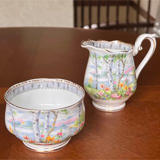 ロイヤルアルバート(ROYAL ALBERT)の【レア美品】ロイヤルアルバート★シルバーバーチ★シュガー＆クリーマー(食器)