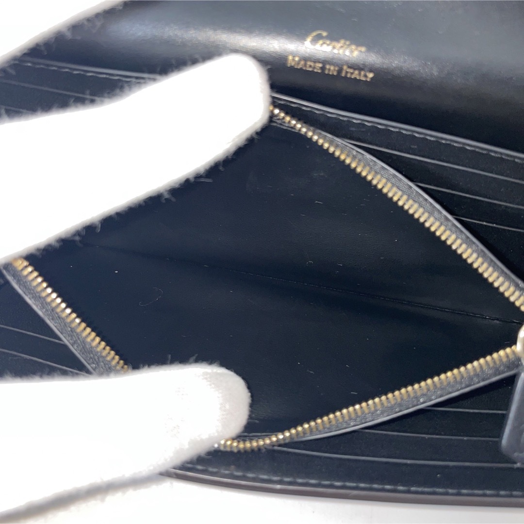 Cartier 美品 黒 財布 ドゥーブルC ドゥ カルティエ ロゴ ブラック