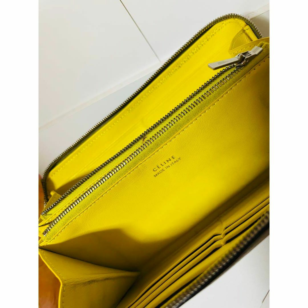CELINE セリーヌ ラウンドファスナー 長財布 ベージュ イエロー ブランド-