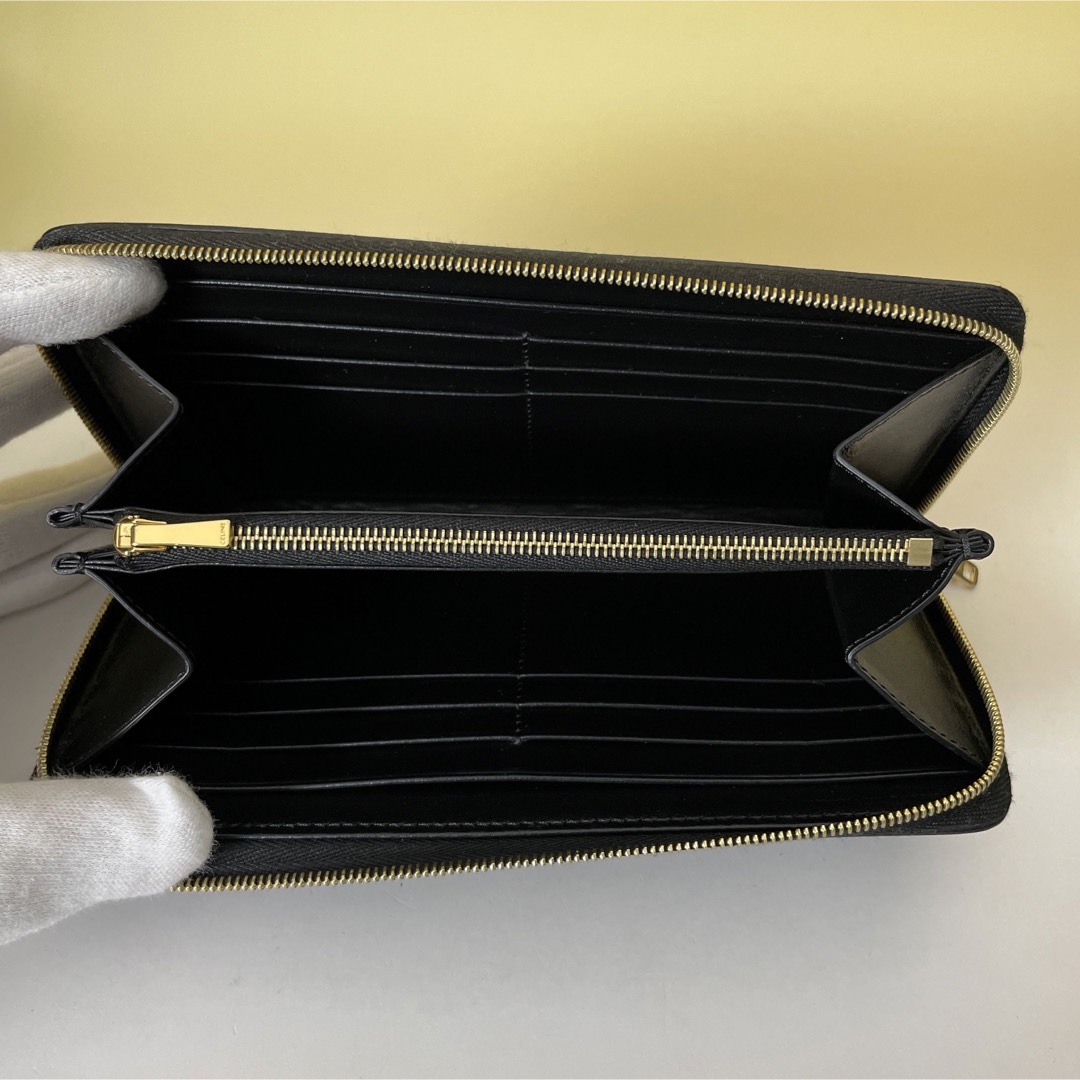 CELINE 極美品 現行 新型 ロゴ 黒 財布 ラージジップ セリーヌ