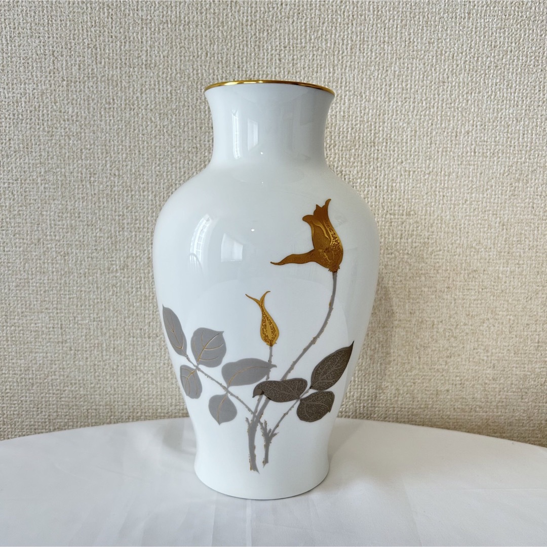 大倉陶園 花瓶 金蝕バラ 28cm花器 OKURA CHINA - 花瓶