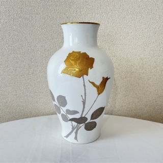 大倉陶園 花瓶 金蝕バラ 28cm花器 OKURA CHINA abenconnect.com