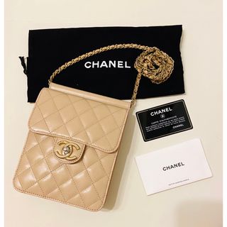 シャネル(CHANEL)の★美品★ シャネル チェーン ショルダー バッグ ラムスキン ベージュ(ショルダーバッグ)