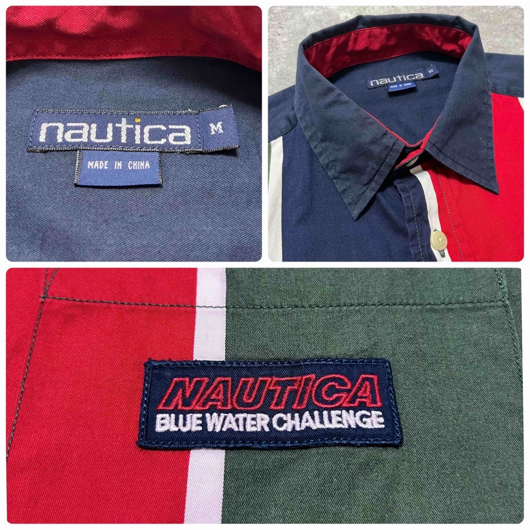 NAUTICA(ノーティカ)のノーティカ☆ブルーウォーターチャレンジ刺繍ロゴ半袖ボールドマルチストライプシャツ メンズのトップス(シャツ)の商品写真