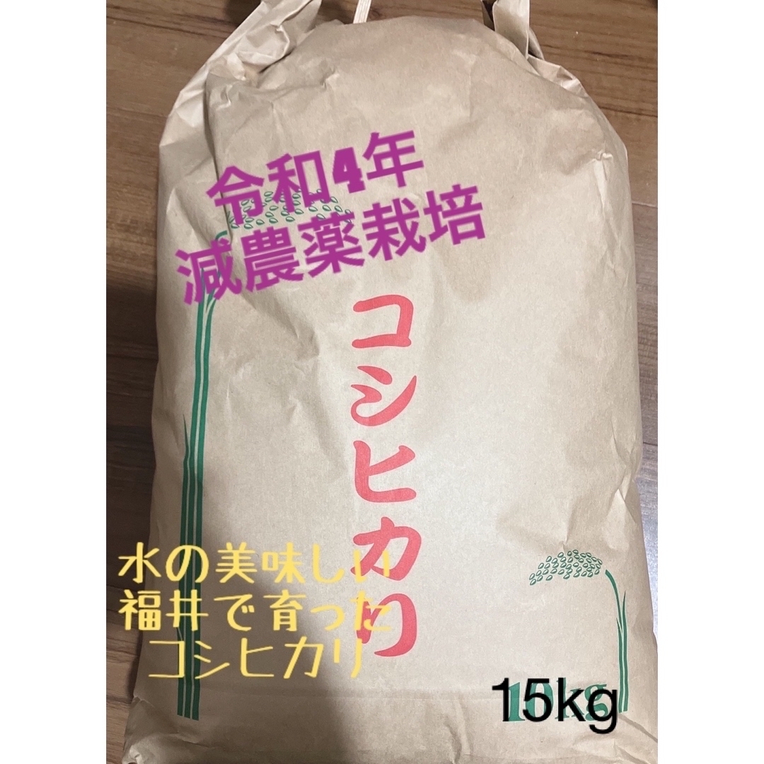 令和４年コシヒカリ　玄米　低温貯蔵　15kg 減農薬栽培