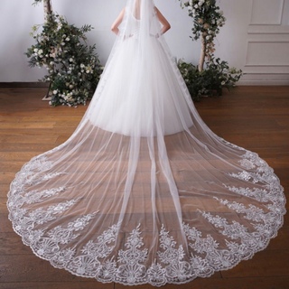 ウェディングベール ロングベール 3.5m ホワイト 新品 花嫁(ヘッドドレス/ドレス)