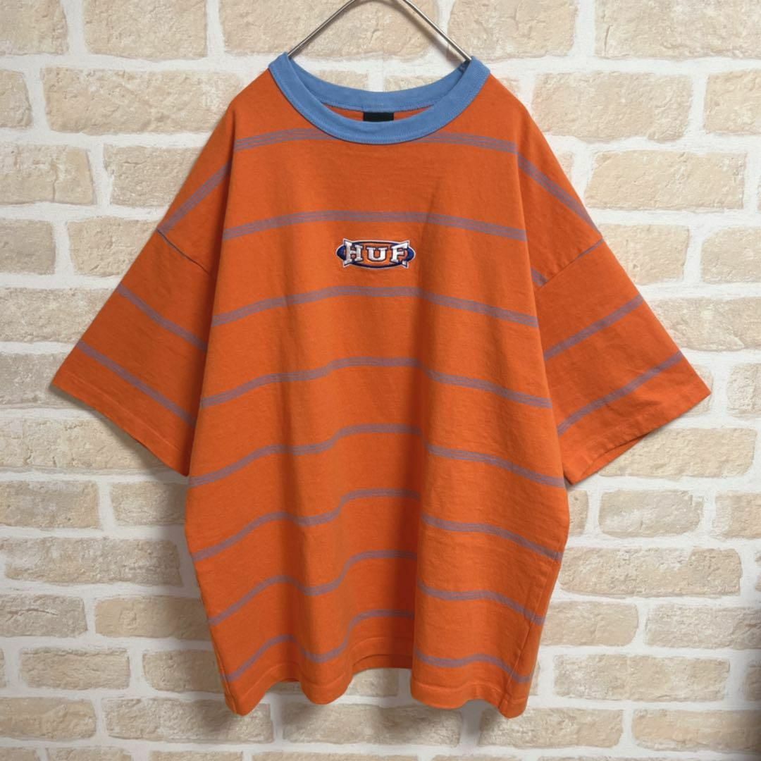 M ハフ HUF ポロシャツ シャツ 半袖シャツ 半袖 tシャツ ロゴ ボーダー-