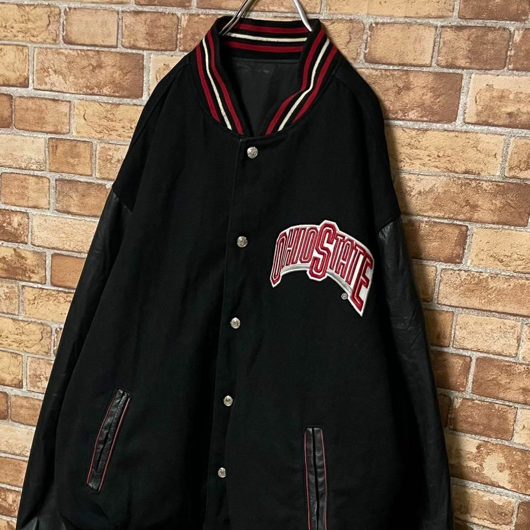 ジェフハミルトン 袖革ウールスタジャン リバーシブル レザー