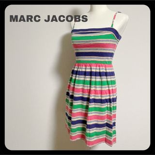 マークバイマークジェイコブス(MARC BY MARC JACOBS)の【美品】マークバイ マークジェイコブス マルチカラー ボーダー キャミワンピ(ひざ丈ワンピース)