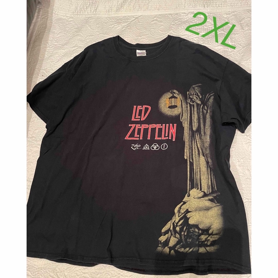 ロックバンドTシャツLED ZEPPELINレッドツェッペリン黒サイズ2XL