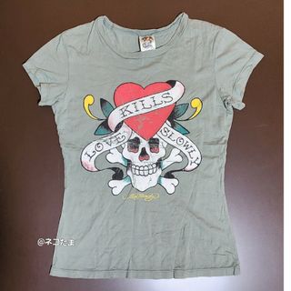 エドハーディー(Ed Hardy)の【美品】Ed Hardy　Tattoo　Tシャツ　緑(Tシャツ(半袖/袖なし))