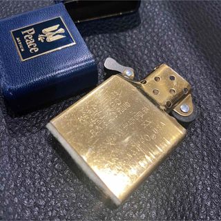 【ZIPPO】Peace ピース 本革 革巻き MEDIUM 青 希少 未使用