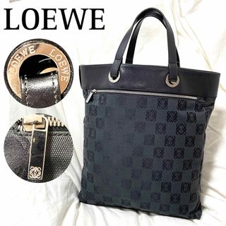 高級・希少美品【LOEWE】本革×キャンバス アナグラム総柄 大容量トートバッグ