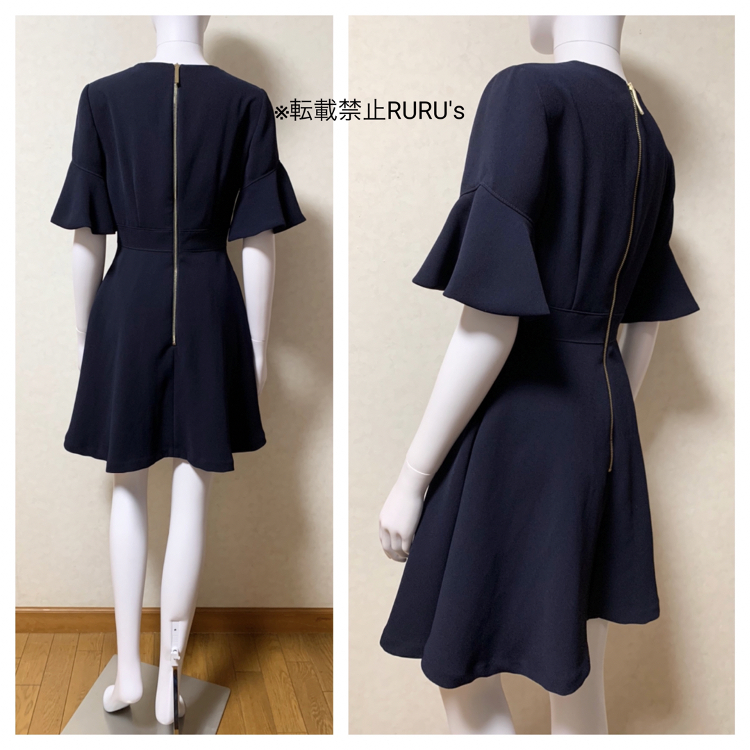 TED BAKER - 美品 TED BAKER Vネック×フレアスリーブ ワンピースドレス