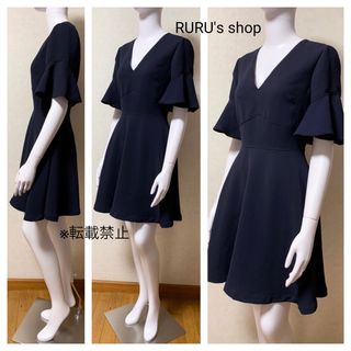 TED BAKER - 美品 TED BAKER Vネック×フレアスリーブ ワンピースドレス