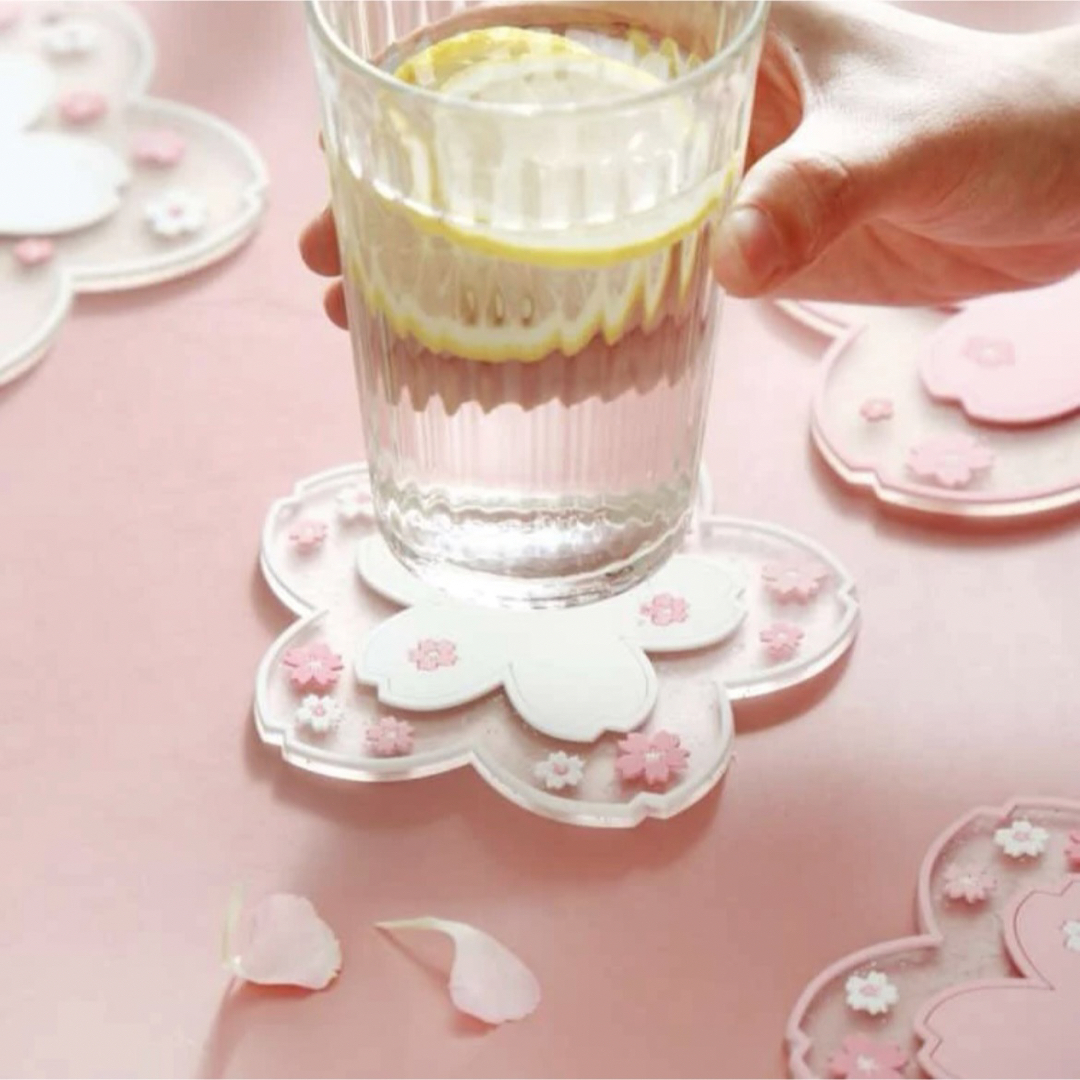 桜コースター2枚セット ピンク ホワイト 各1枚 韓国 可愛いの通販 by 