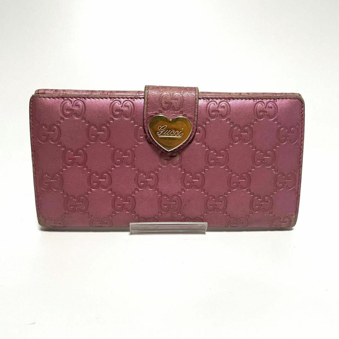 Gucci - グッチ 203550 シマハート 長財布 GGハートロゴ ピンク