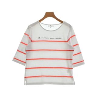 クレージュ(Courreges)のcourreges Tシャツ・カットソー 38(M位) 白x赤(ボーダー) 【古着】【中古】(カットソー(半袖/袖なし))