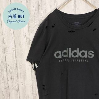 アディダス(adidas)のadidas ボロTシャツ　古着　ヤレ感　ダメージ　リメイク　グランジ(Tシャツ/カットソー(半袖/袖なし))