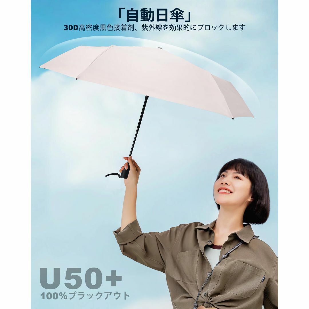 【色: Pink】YOUSHY 日傘uvカット完全遮光 折り畳み傘 ワンタッチ自 6