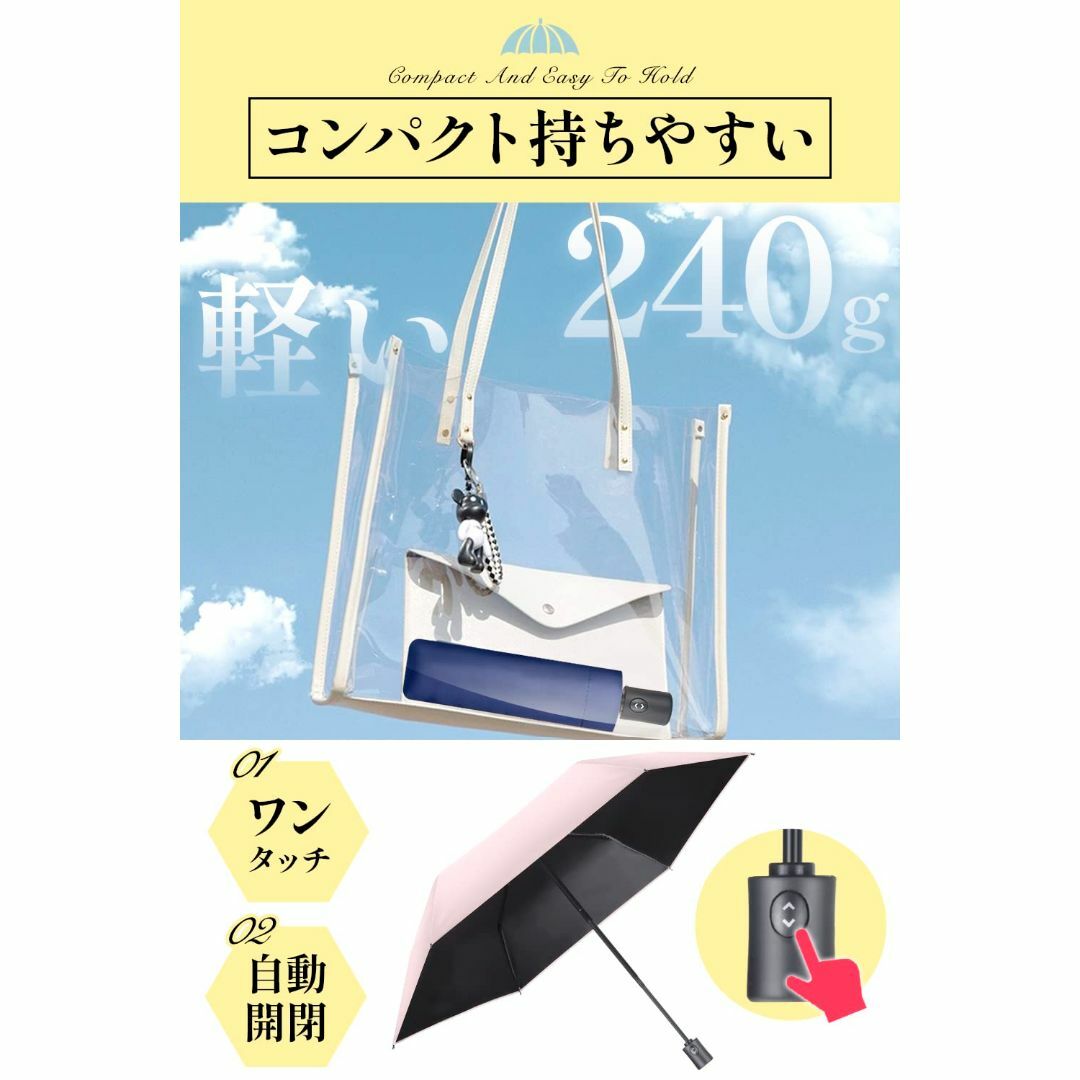 【色: ホワイト】日傘 UVカット 【 超軽量・遮光遮熱 】 折りたたみ傘 ワン 6