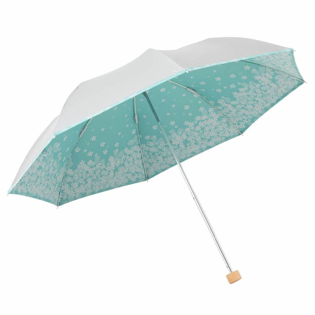 【色: サクラ　ブルー】日傘 軽量 折りたたみ レディース 晴雨兼用 UVカット