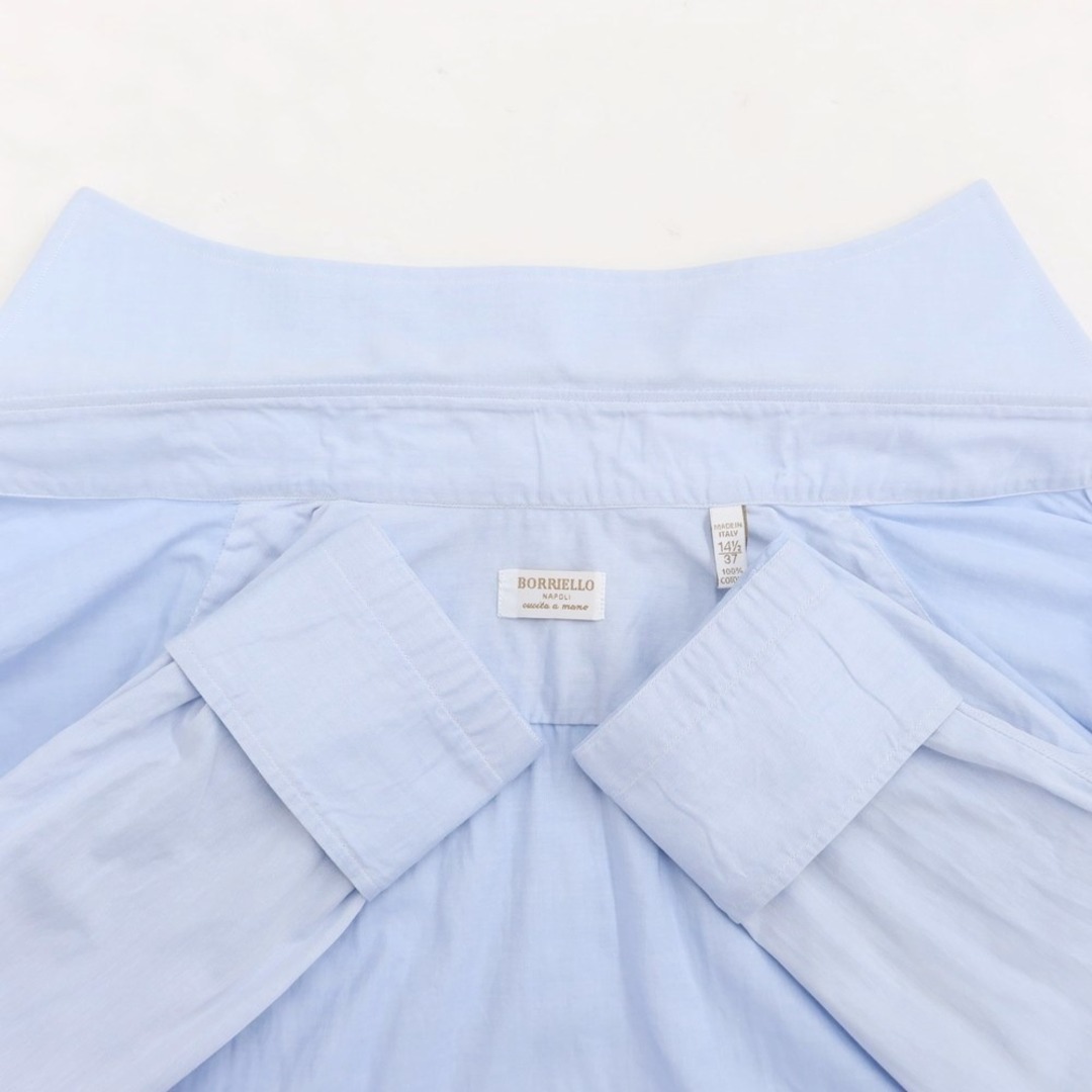 ボリエッロ BORRIELLO ツイルコットン ワイドカラー ドレスシャツ ライトブルー【サイズ44】【メンズ】